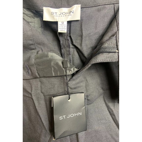 ST. JOHN COLLECTION WOMENS GRAY DRESS PANTS SIZE 12 Raw Hem Flawed BZ - Picture 3 of 4